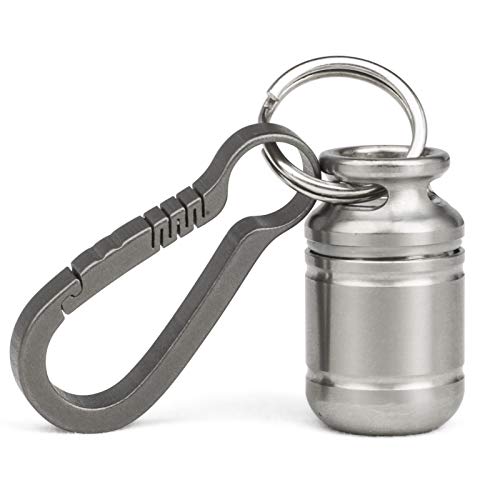 Image of Micro Keychain Pill Holder.TISUR Titanium Pill Case Waterproof Pill Fob for Emergency Aspirin & Nitroglycerin for Travel Purse Pocket (Micro Gas Tank)