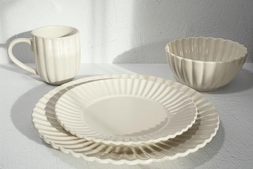 Image of 16 Piece Dinnerware Set Aruba (Sun Washed Lemon) Plates, Bowls, and Mugs Set for 4