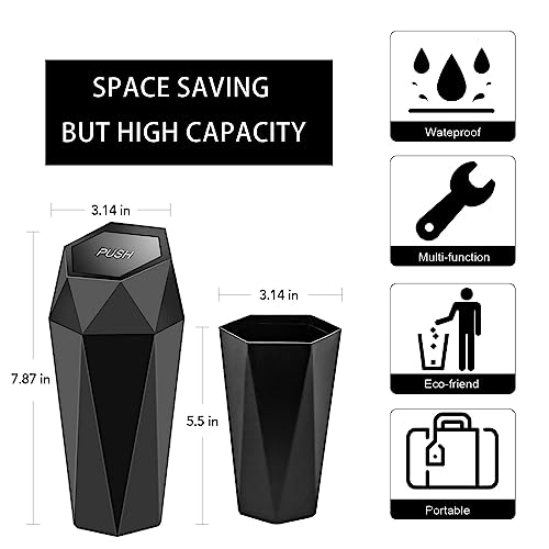 Image of 2PACK Car Trash Can,Mini Car Cup Holder Trash Can,Mini Essential Car Accessories for Interior,Multipurpose Car Organizers and Storage for Car, Home, Office (2Pack Black)