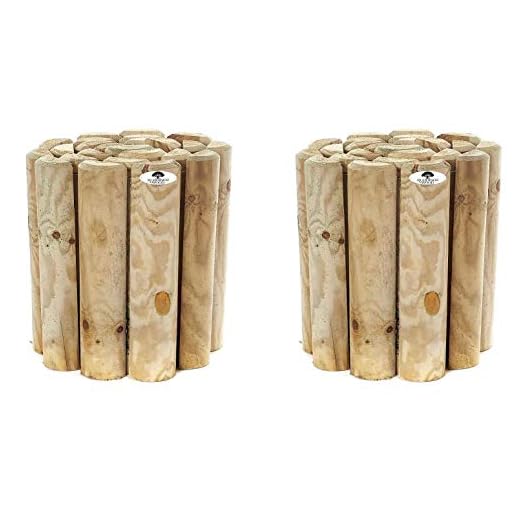 RUDDINGS WOOD Pack of 2 x 12" High Log Rolls Wooden Border Garden Lawn Edging