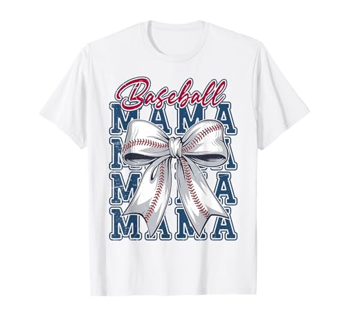 Baseball Coquette Bow Baseball Mom Game Day Baseball Mama T-Shirt