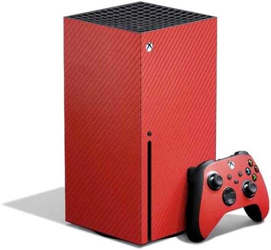 Skinit Decal Gaming Skin Compatible with Xbox Series X Bundle - Red Carbon Fiber Specialty Texture Material Design