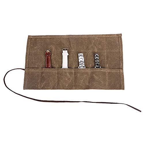 Bolsa organizadora para relojes de viajero, hecha a mano, duradera, de lona encerada, de 340 g, con capacidad para hasta 6 relojes, la mejor idea de regalo para hombres y mujeres (CS-SBD01)