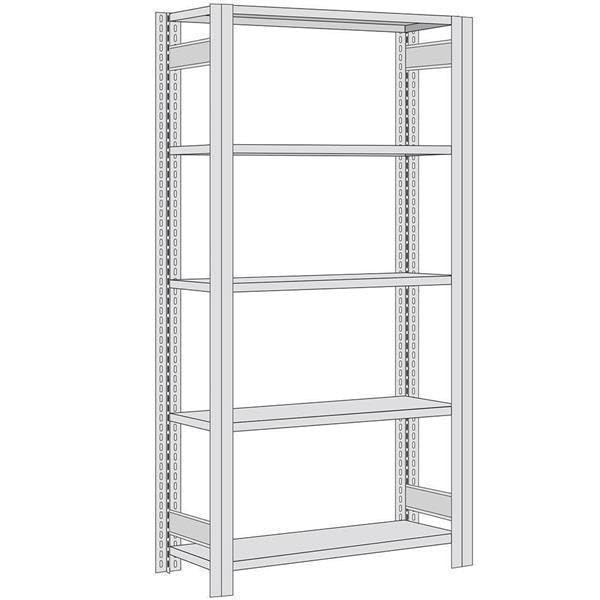 BERT regał magazynowy Grundfeld wys. x szer. x gł. 2000 x 875 x 800 mm system wtykowy blacha stalowa ocynkowana