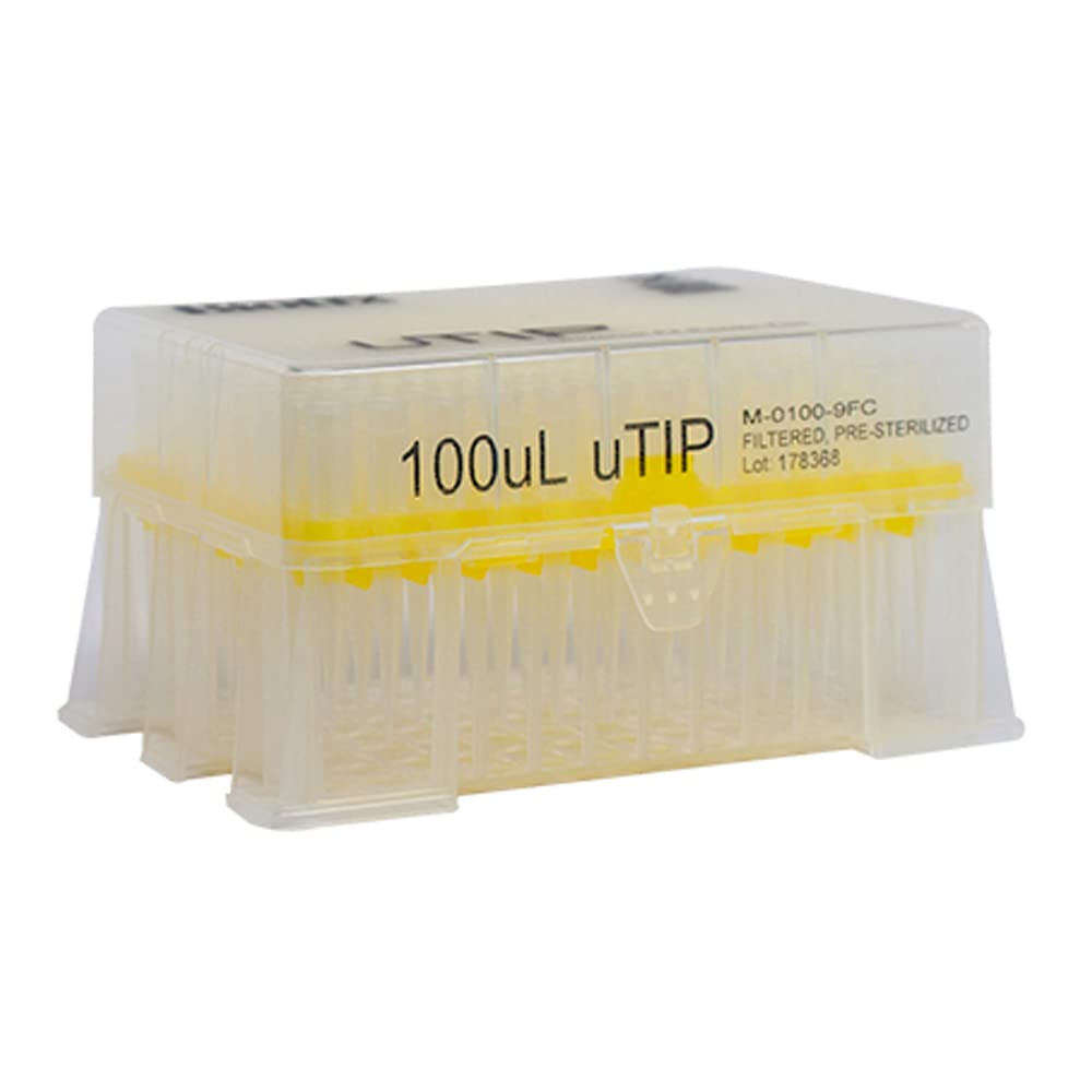 Biotix M-0100-9FC uTIP Filter Pipette Tips, Universal Fit, Low-Retention, X-Resin, Filtered, Pre-Sterile, 100µL (Pack of 4800)