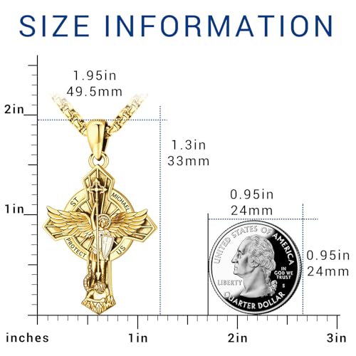 Image of Eusense Cross Necklace for Women Men Crucifix Pendant Sterling Silver 925 Cruz De Caravaca Cross Jesus Crucifix Jewelry