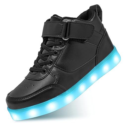 Kids LED Light up Shoes USB Rechargeable High Top Sneakers for Unisex Child Boys Girls