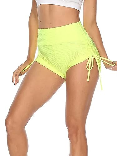 Image of Shasmi Women's Workout Yoga Shorts, High Waisted Drawstring Scrunch Booty Shorts Ruched Butt Lift Athletic Running Tights (Shorty 76)