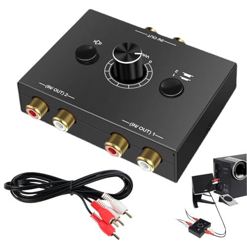 LgCiXli Commutateur audio RCA bidirectionnel | Commutateur stéréo 2 voies avec contrôle précis du volume | Transmission du signal sans perte pour HiFi, PC...