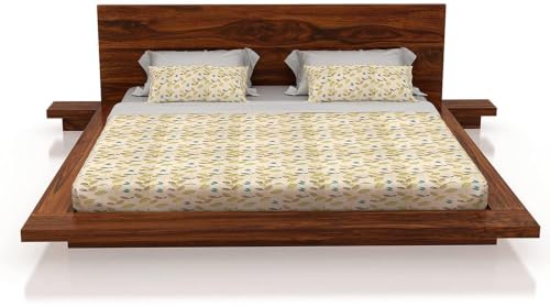 Image of FurnitureSheesham Wood King Size Bed for Bedroom /Home /Hotel /LivingRoom| Without Storage Solid Wood King NA Bed | Finish Color - Natural, DIY