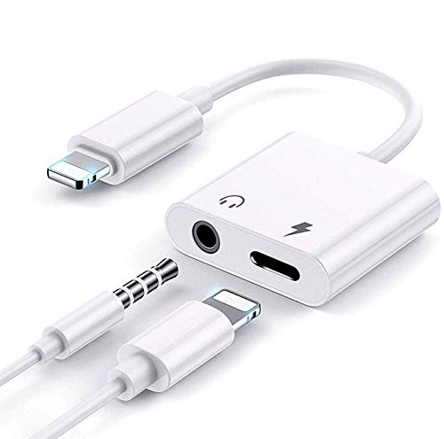 [Apple MFi Certified] iPhone Headphones Adapter, Lightning to 3.5mm Headphone Adapter Dongle Charger Jack & AUX Audio 3.5mm Earphone Splitter for iPhone 12/11/XS/XR/X/8/7/SE/iPad, Support All iOS