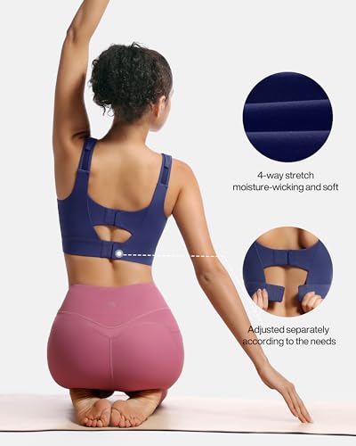Image of Adjustable High Impact Sports Bras for Women Zip Front Full Coverage and Lift Padded Compression Tops
