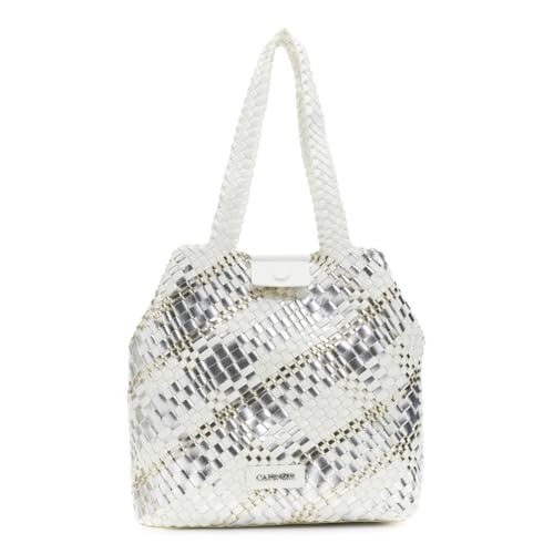 Sac de courses réversible tissé grand cabas métallisé multicolore femme