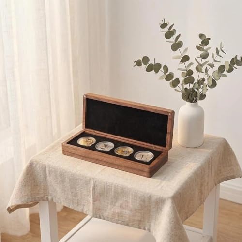 Caja de madera para guardar monedas conmemorativas y joyas de colección 5