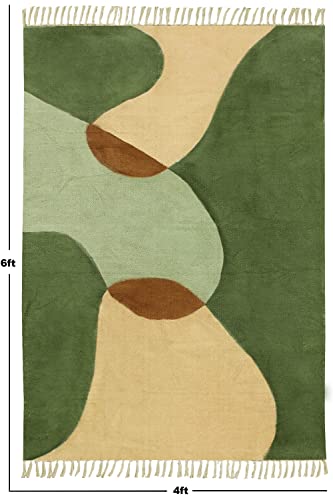 Tapis de bain bohème 1,2x2,1m en coton tissé à plat imprimé main pour chambre - 4