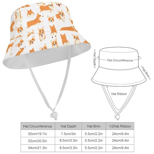 Funny Corgi PatternChildren's Bucket Hat for Boys and Girls, Breathable Summer Beach Hat54cm2