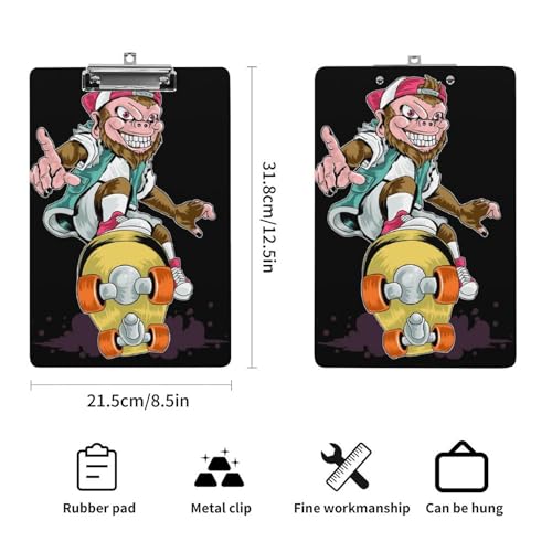 Planchette A4 Singe Skateboard idéale pour menu de restaurant