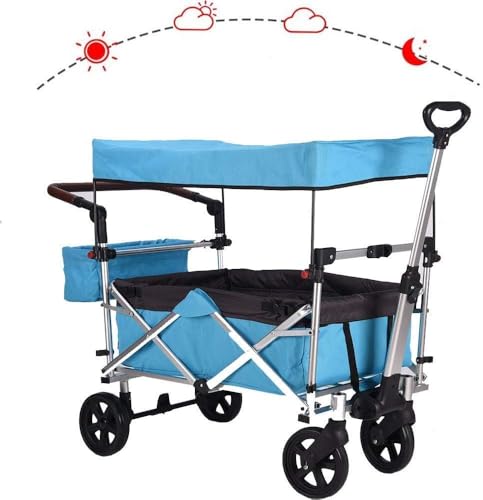 Carretilla Plegable de Gran Capacidad para Jardín Trolley Infantil con Sombra Portátil para Camping y Transporte en Jardín miniatura 3