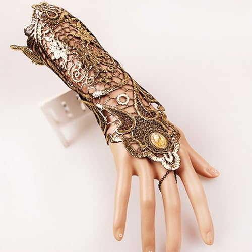 Lace Fingerless Glove Lace Cuff Fingerless Gold Gloves Wristband Gift For Engagement4