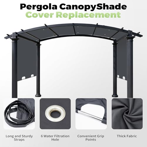 Image of 85'' x 208'' Universal Pergola Replacement Cover for Doubleton Steel Pergola L-PG080PST, Waterproof Sunshade Canopy Top for Patio Gazebo, Deck, Porch, Yard, Outdoor Cover Only (Light Gray)