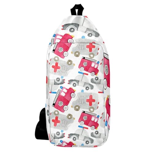 Sac à dos à bandoulière camion de pompiers multicolore pour homme et femme 16x36cm