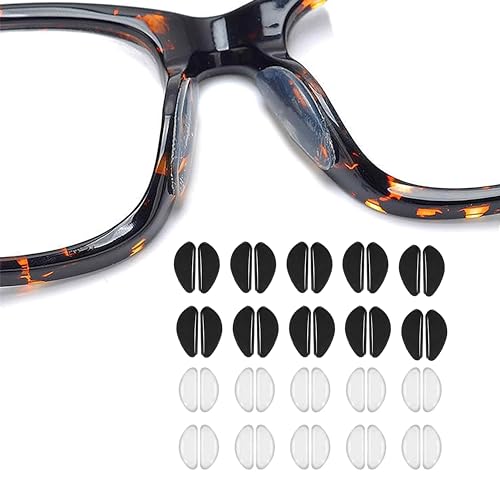 PLABBDPL 20 Paires Plaquettes de Nez en Silicone, Plaquette Anti Glisse Lunette Coussinets Nez, Antidérapant Coussinets de Nez Adhésif pour Lunettes, Protection Nez...