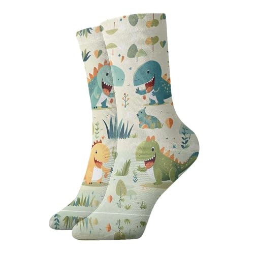 WZYCWB Bonitos calcetines deportivos largos de dinosaurio para bebé, gruesos, cálidos y ligeros, resistentes al desgaste y duraderos, adecuados tanto para hombres como para mujeres, color blanco