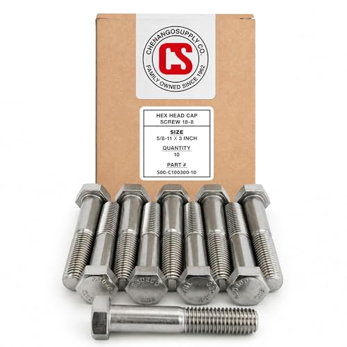 Chenango Supply 5/8-11 x 3 Stainless Steel Hex Head Bolts