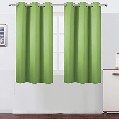 Image of LEMOMO Light Green Blackout Curtains 38 x 54 Inch Length /Set of 2 Curtain Panels /Thermal Insulated Room Darkening Blackout Curtains for Bedroom