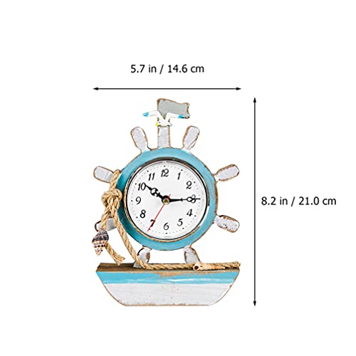 Ultnice Ship Wheel Clock Nautical Clock Boat Steering Wheel Clock Decorative Desktop Sailor Clock For Kitchen Living Room Bedroom Ocean Desk Decor #TOP2