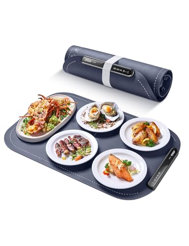 SINOPUREN Electric Food Warming Mat - Fast Heating Silicone Warming Tray, Portable & Roll-Up Design, Waterproof, Perfect for Parties, Buffets, Home & Travel