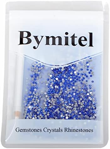 2880PCS Art Nail Rhinestones Non Hotfix Glue Fix Round Crystals Glass Flatback for DIY Jewelry Making with one Picking Pen (ss8 2880pcs, Sapphire) - 2