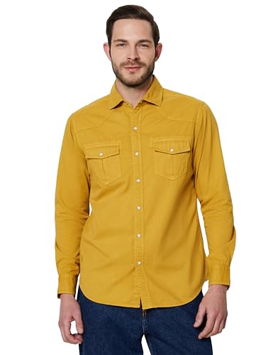 Symbol Premium Men's Washed Cotton Twill Casual Shirt - Regular F...