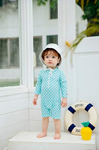 Image of VAENAIT BABY Zip & Snap Rash Guard Swimsuit, UPF 50+ One-Piece Long Sleeve Swimwear, Quick Dry Infant Beach Suit for 0~2T