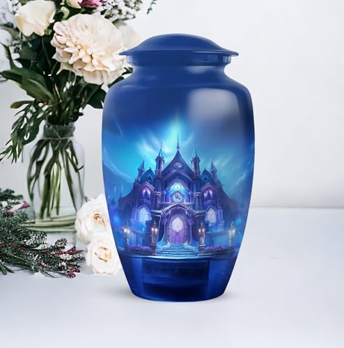 Image of Personalized Temple - Burial Urns for Adult Male Dad - Cremation Urns for Adult Ashes Women - Large Urns for Human Ashes Adult Man - 10 Inch - Large with Velvet Bag - Funeral Ashes Urn