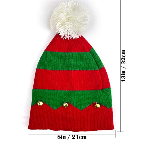 Christmas Elf Knitted Hat for Kids Xmas Baby Beanie Knit Hat and Christmas Glasses for Xmas Holiday Party for Children(1-6 Years) Green4