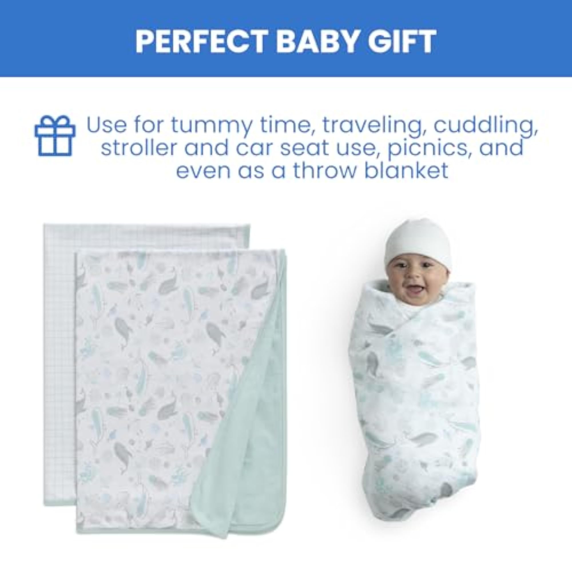 100% Organic Jersey Cotton Baby Receiving Blankets