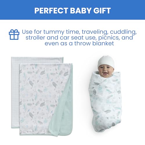 Delta Children 100% Organic Jersey Cotton Baby Receiving Blankets for Girls and Boys – 30x40 Inches - GOTS Certified (Pack of 2), Sea Life - image 7