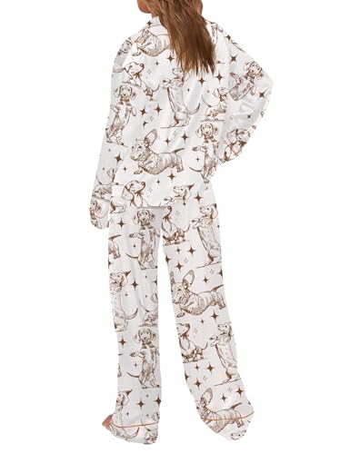 Image of SHESHOW Satin Pajamas for Women Set Long Sleeve Button Down Sleepwear 2 Piece Nightwear Women Pjs Sets Size XS-XXL