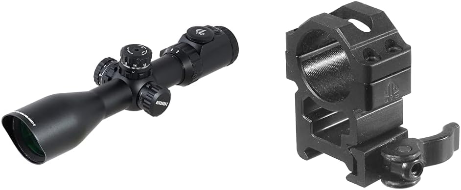 UTG 3-12X44 30mm Compact Scope, AO, 36-Color Mil-dot, Rings, Black & 1"/2PCs High Pro LE Grade Picatinny QD Rings: 22mm Wide, Black