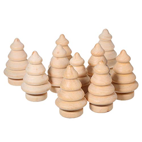 Holibanna Unfinished Wood Christmas Tree Snowman 20Pcs Unfinished Wood Peg Dolls Christmas Wooden Crafts Shapes Snowman Tree Acorns Ornaments
