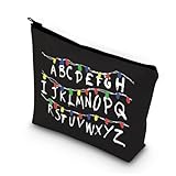 BDPWSS Stranger TV Series Inspired Makeup Bag 26 Alphabet Letter Things Gift Number 11 Fans Zipper Pouch (ABCD alphabet bl)