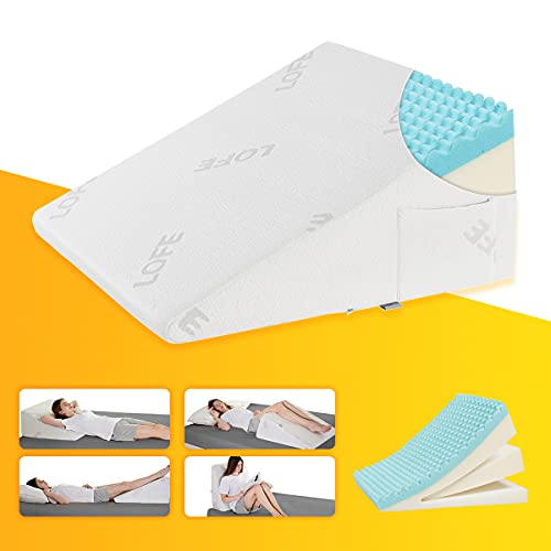 Lofe bed wedge pillow 24x24x12, multipurpose adjustable…