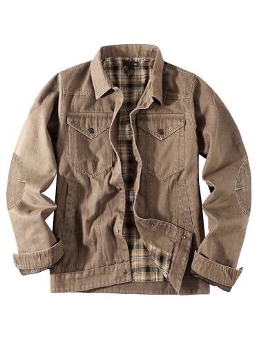 Men's Western Plaid Jacket Lightweight Flannel Casual Plus Size Jacket Truck Driver Denim Jacket Fall Winter3