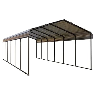 Sophia & William 12x30FT Heavy-Duty Metal Carport, All-Weather Shelter for Cars, Boats & Outdoor Gear (Galvanized Steel Roof), Dark Grey