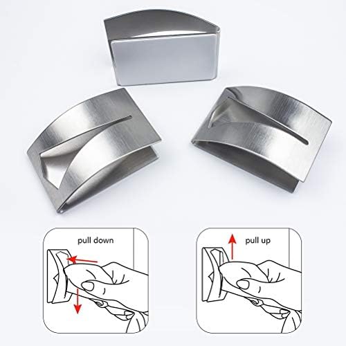 3 PCS Tea Towel Holders, Stainless Steel Hand Towel Hook Self Adhesive Towel Holders for Bathroom Kitchen, No Drilling Require (5 * 7.5cm)