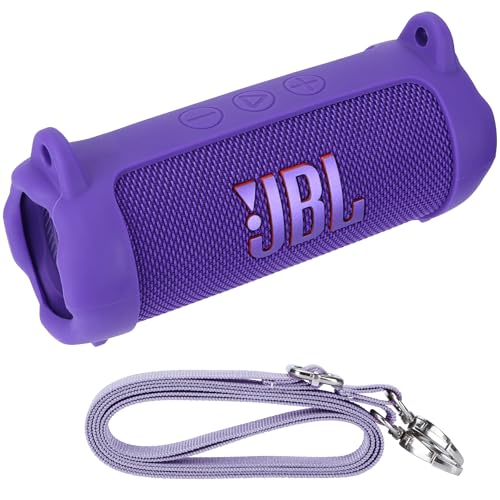 Peyyargo収納シリコンケースと互換性のあるJBL FLIP 7 防塵防水Bluetoothポータブルスピーカー (パープル)