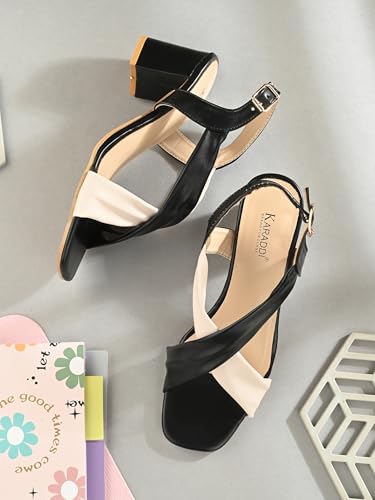 Image of Karaddi Women Fashion Sandal | Ladies Sandals Pull On Block Heels for Women | Office Wear Footwear for Women | Party Sandals for Women | Back Strap Ladies Sandal