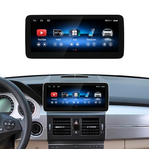 10.25 Inch Android 13 Blue Anti-glared HD Touch Display Screen, 4GB RAM+64GB ROM, Support Carplay, Android Auto, Mirror Link, for Mercedes Benz GLK Class X204 C Class W204 NTG4.0 Car Radio Screen