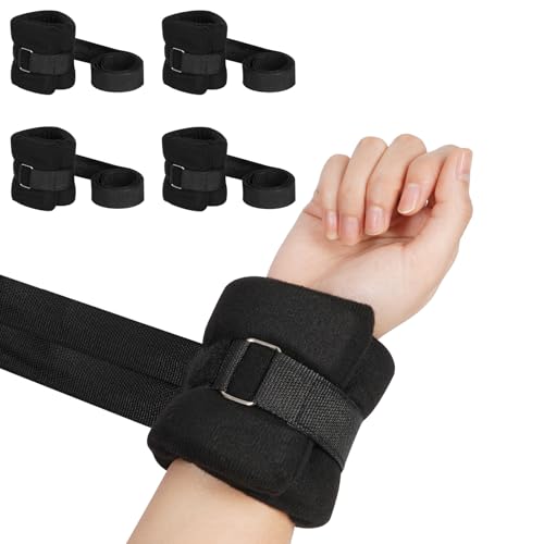 Ibnotuiy 4Pcs Medical Restraints Patient Hospital Bed Quick-Release Limb Holders for Hands Or Feet Universal Constraints Control (Black)